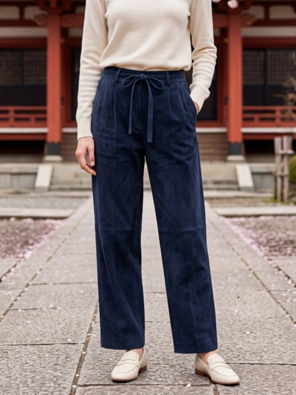 Vtg 80s blue suede trousers pants